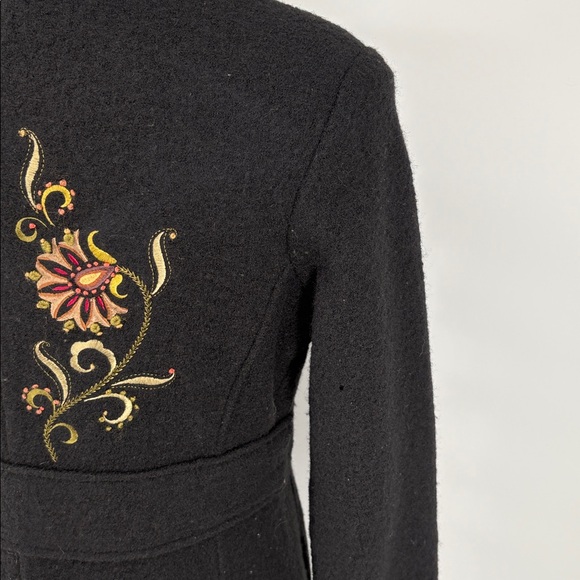 Vintage Y2K Carson Womens Black Boiled Wool Embroidered Dresscoat Size M - Picture 6 of 16